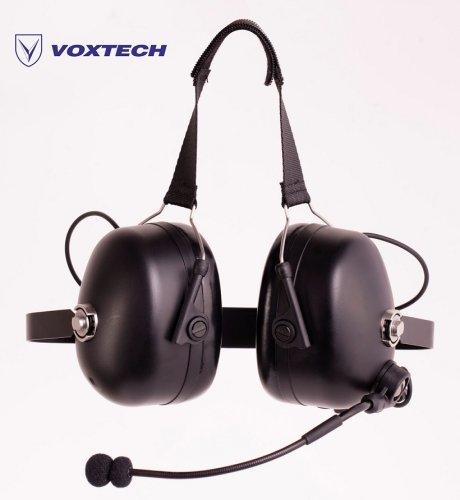 MOTOROLA - MIKROFON/SŁUCHAWKA 2-pin VOXTECH CHE2004-M1 PTT;do CP040,CP140,P145,XTNi...  zestaw zagłowny w ochronnikach słuchu 
